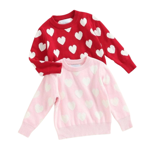 Pink Knit Heart Sweater