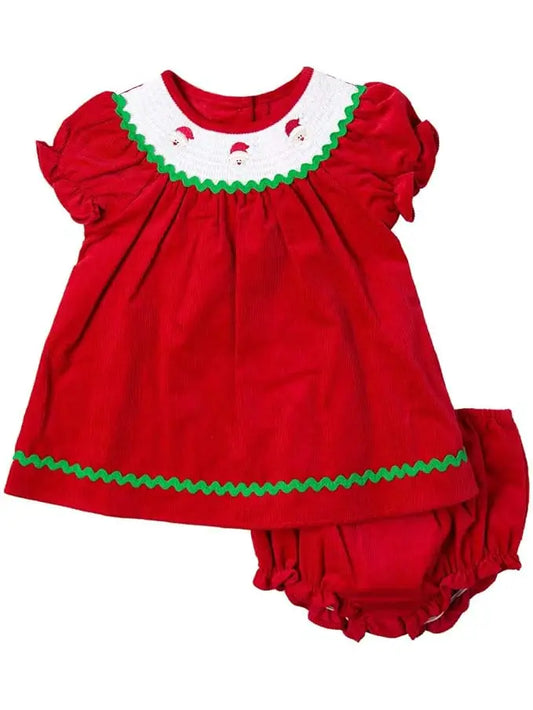 Smocked Santa Dress and Bloomers