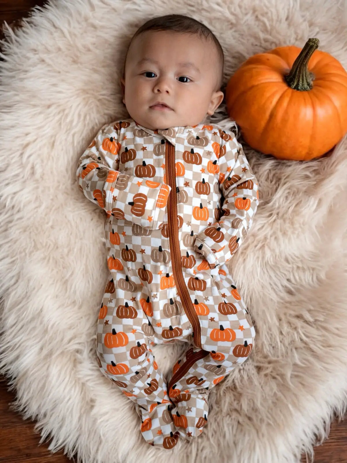 Pumpkin Checkerboard Footie