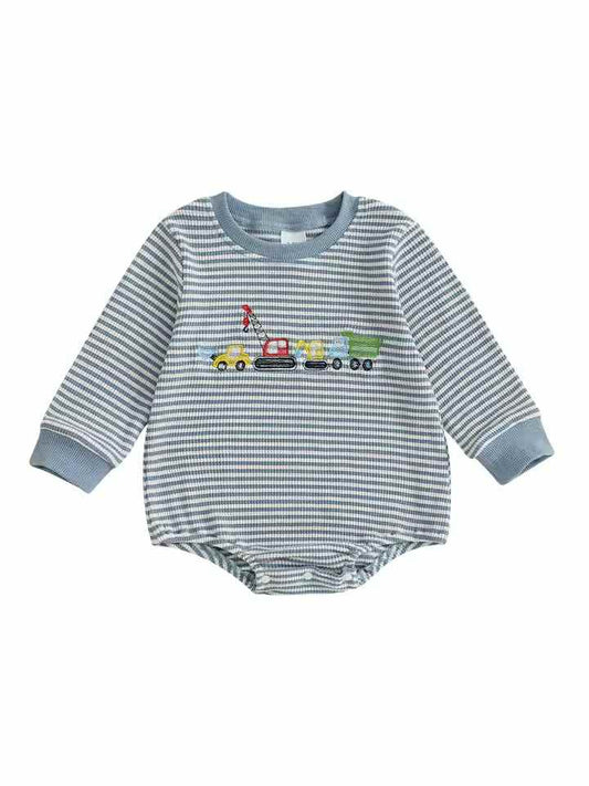 LS Striped Construction Romper