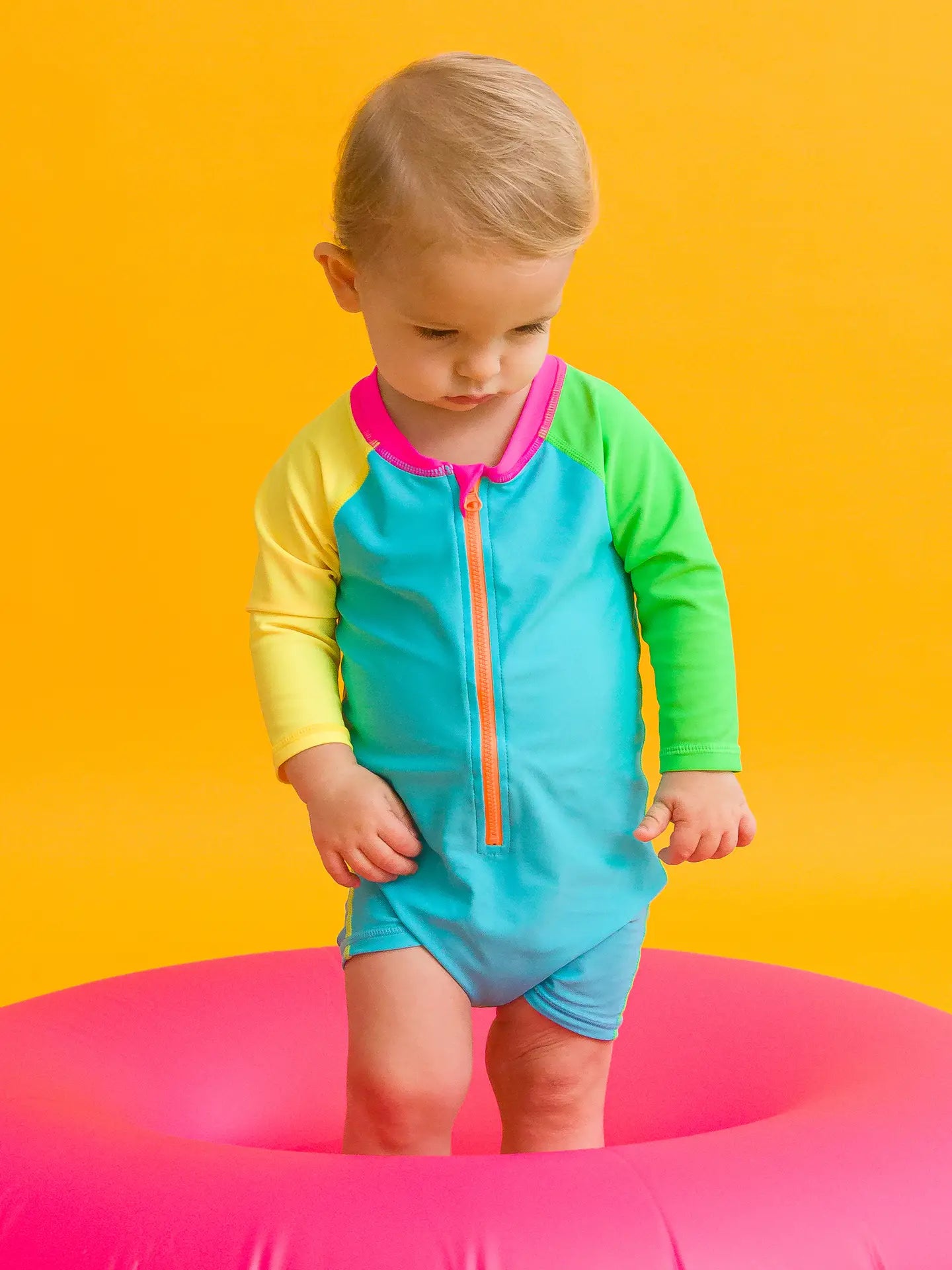 Boys Neon One Piece Rash Guard
