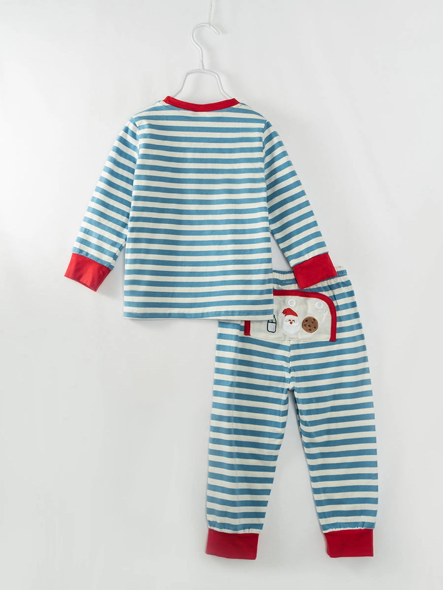 Blue Stripe Buttflap Pj Set