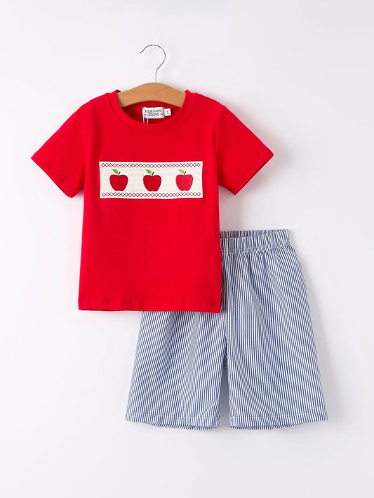 Smocked Apple Shorts Set
