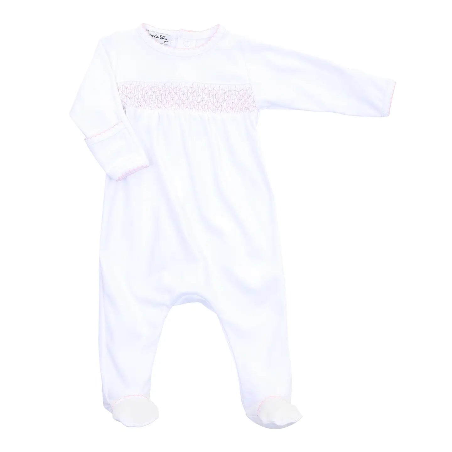 White w/ Pink Smocked Footie