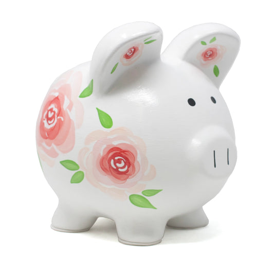 Pink Rose Piggy Bank
