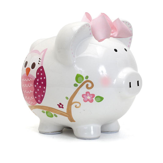 Pink Dotted Owl Piggy Bank