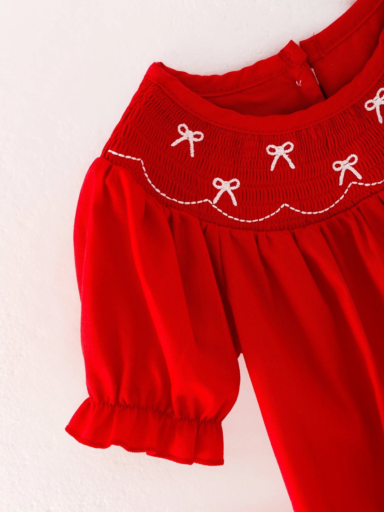 Red Bow Smocked Bubble