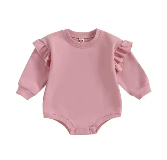 Ruffled Sweatshirt Romper