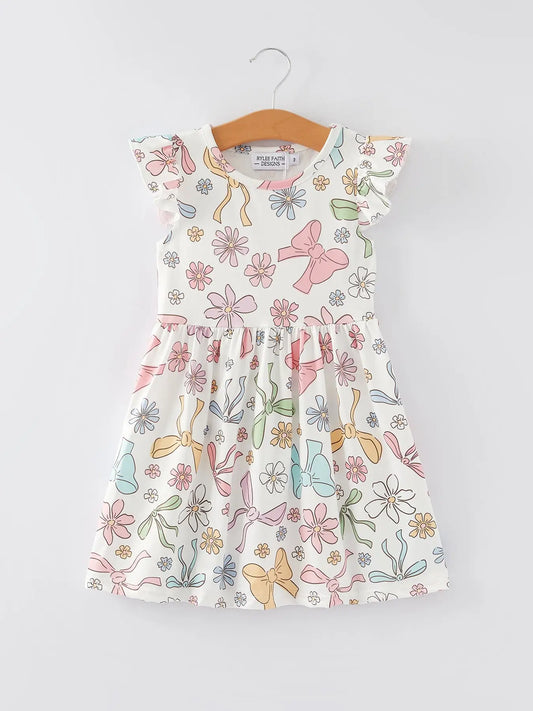 Floral Bows Twirl Dress