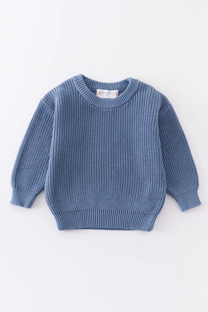 Knit Pullover Sweater: Blue