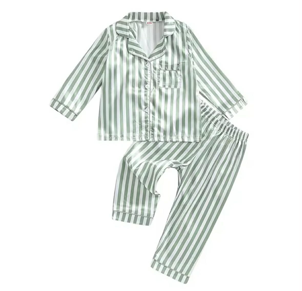 Striped Green Silk PJs