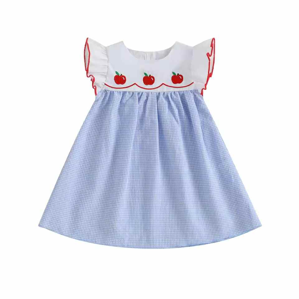 Apple Ruffle Gingham Dress