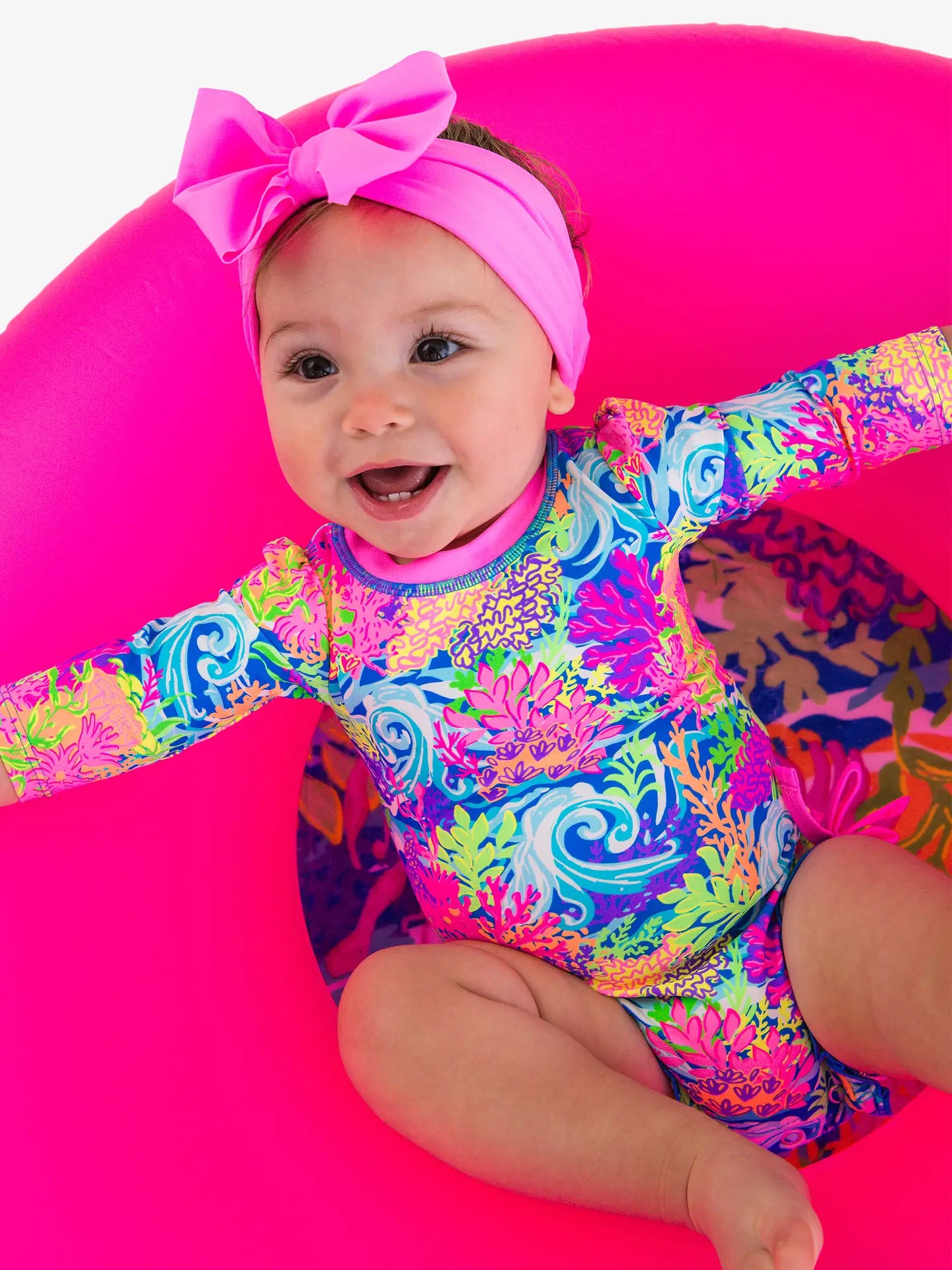 Neon Coral Ruffled One Piece