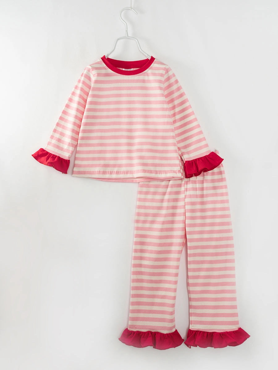 Pink Stripe Buttflap Pj Set