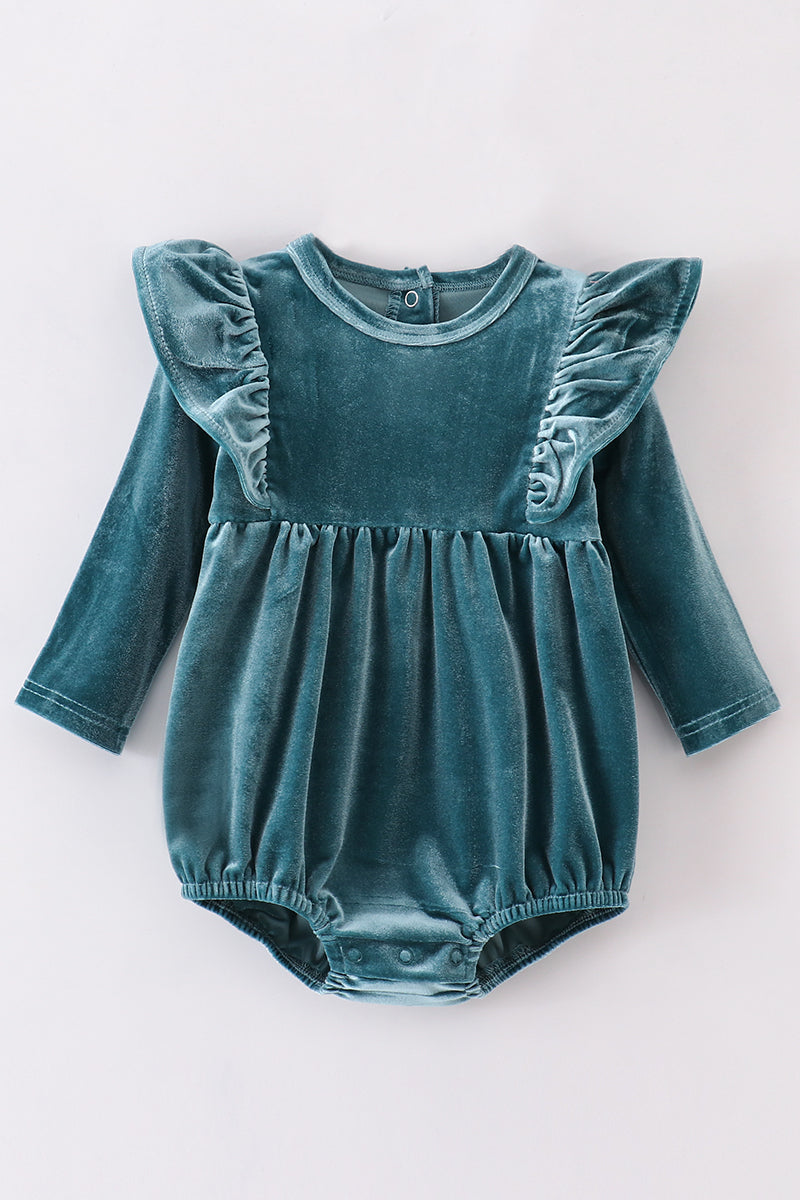 Teal Velvet Ruffle Bubble