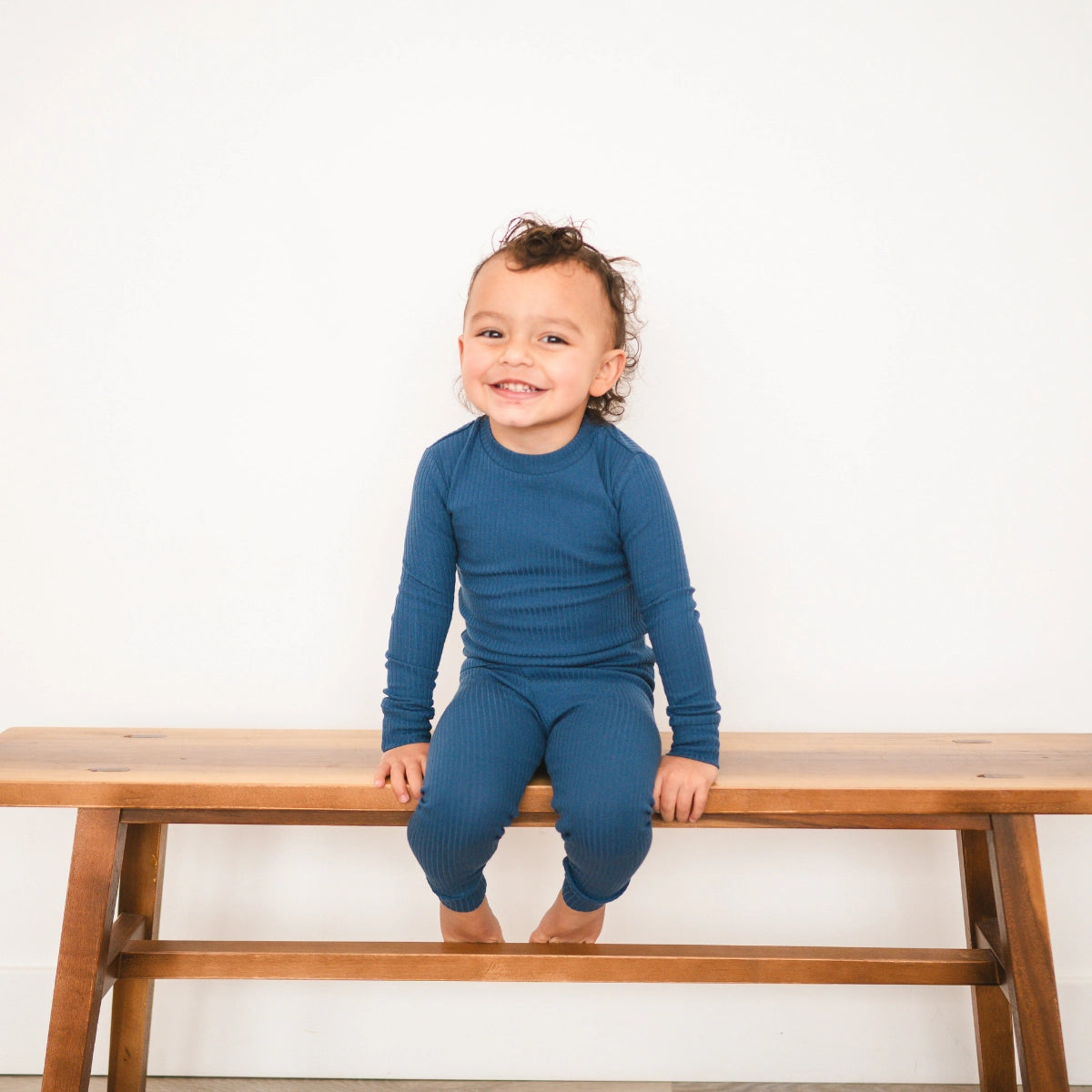 Organic Cotton Ribbed PJs: Ocean