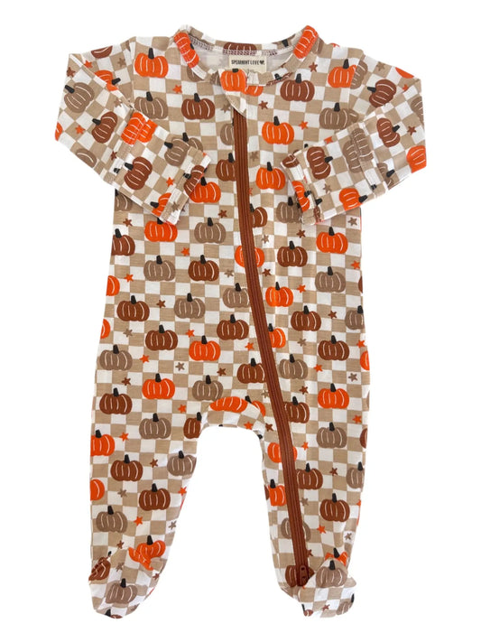 Pumpkin Checkerboard Footie