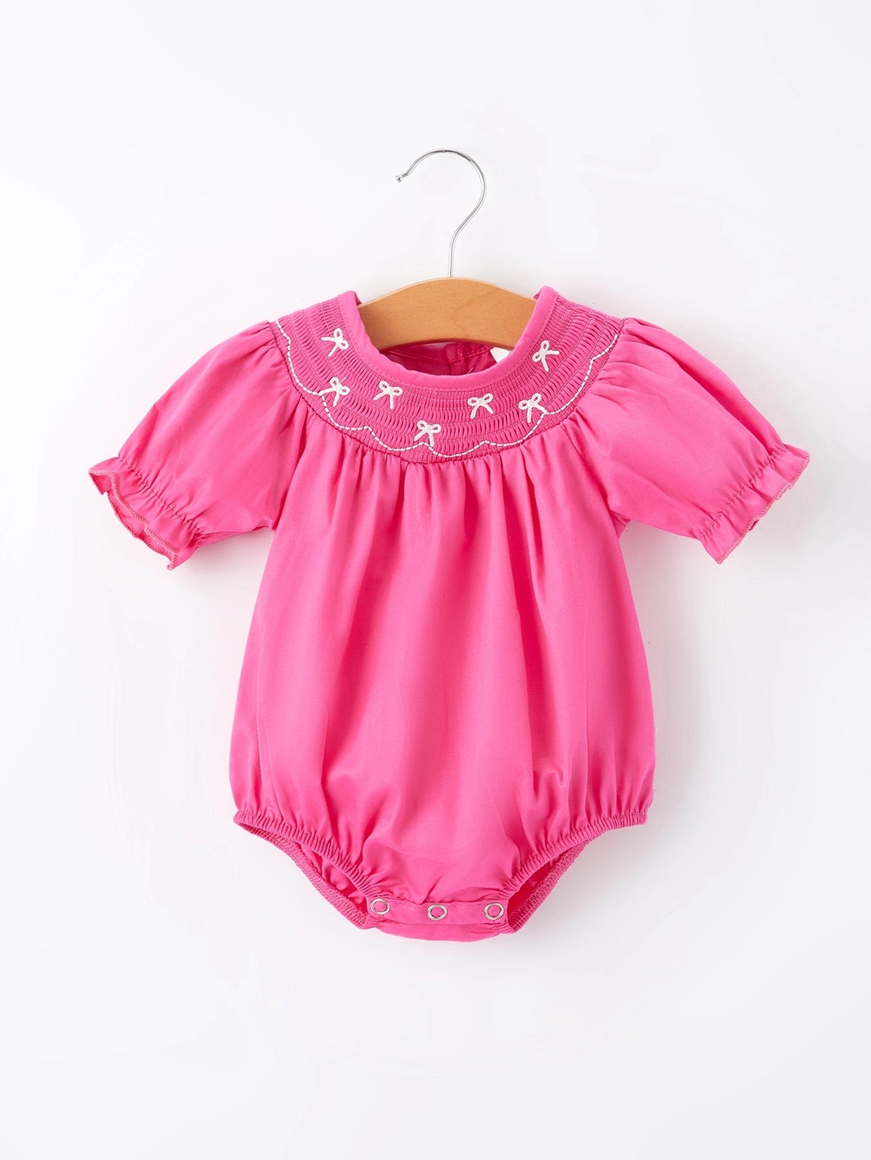 Pink Bow Smocked Bubble