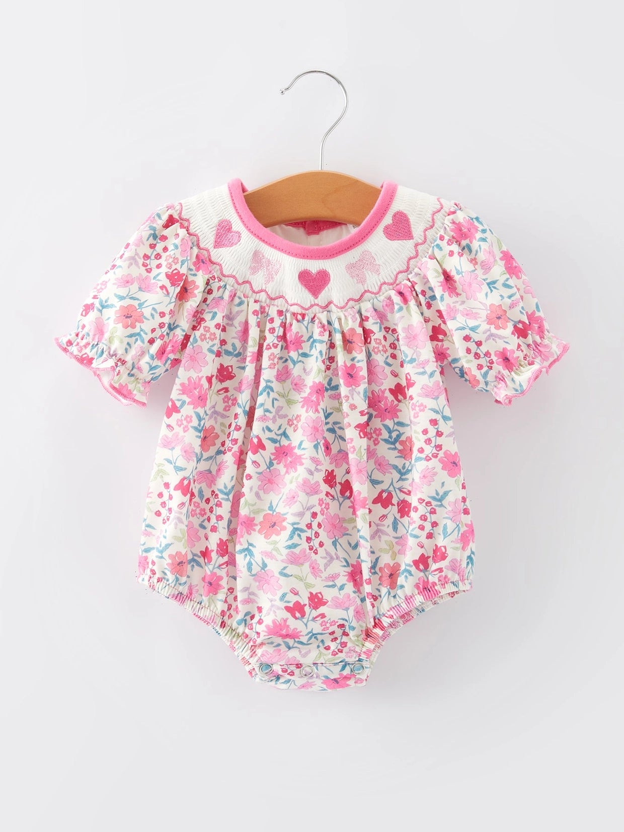 Smocked Hearts Floral Bubble