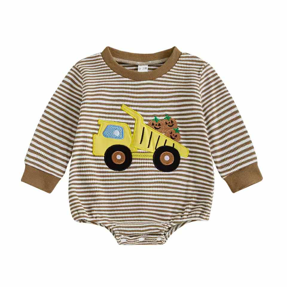 LS Striped Dump Truck Romper