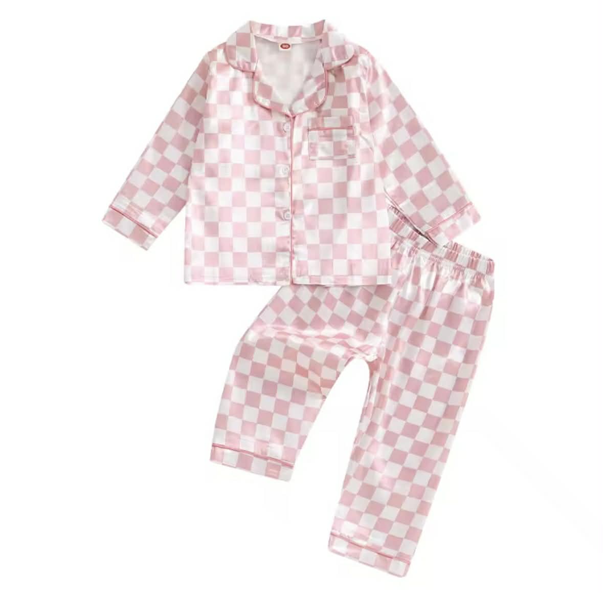 Checkered Pink Silk PJs