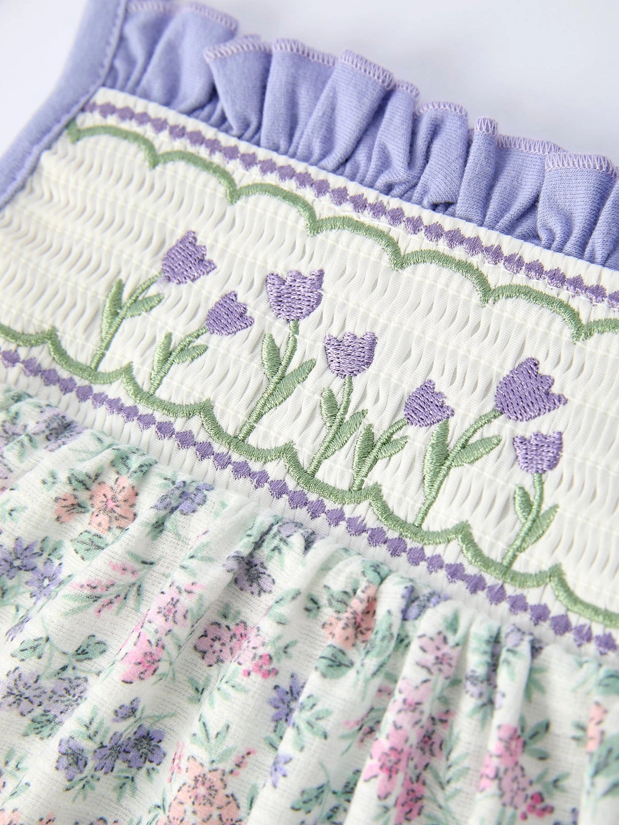 Smocked Purple Floral Set