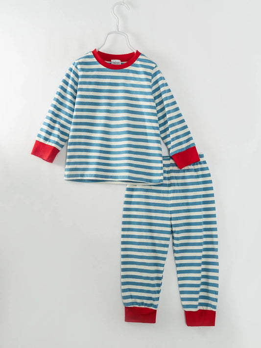 Blue Stripe Buttflap Pj Set