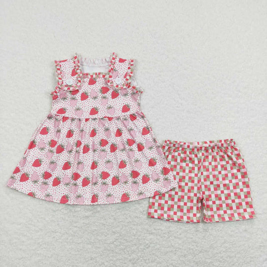 Strawberry Plaid Shorts Set