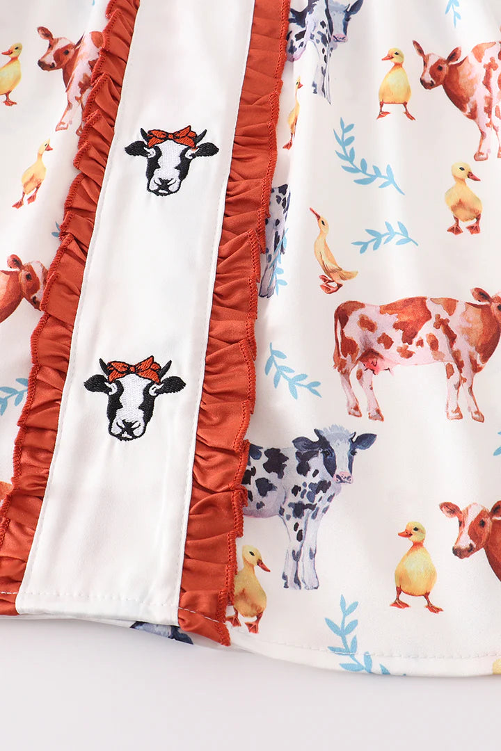 Cow Print Ruffle Dress