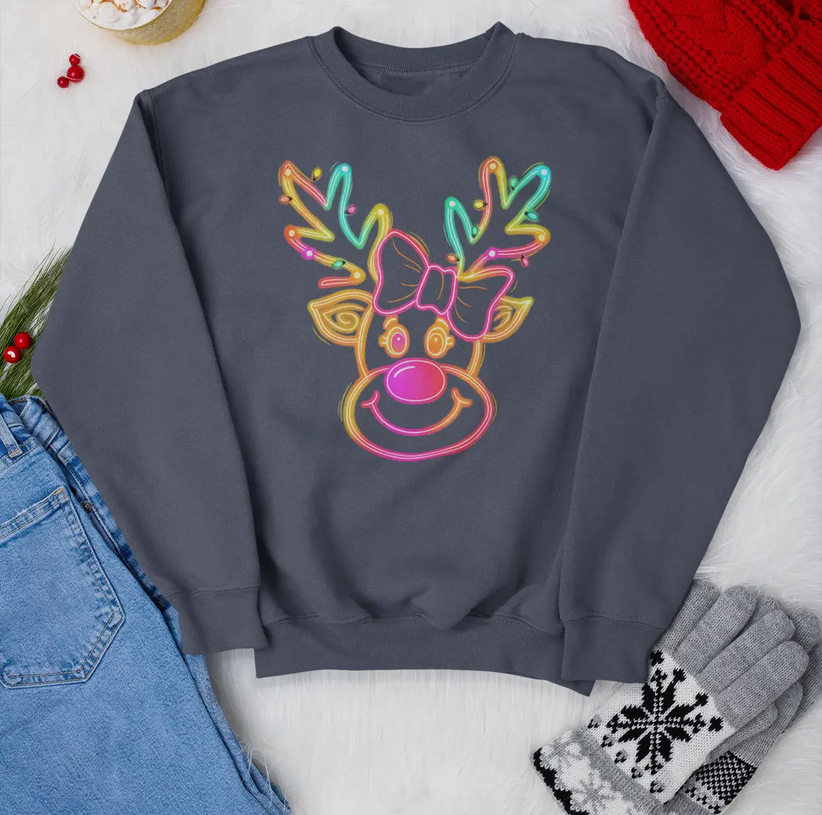 Neon Reindeer Sweatshirt