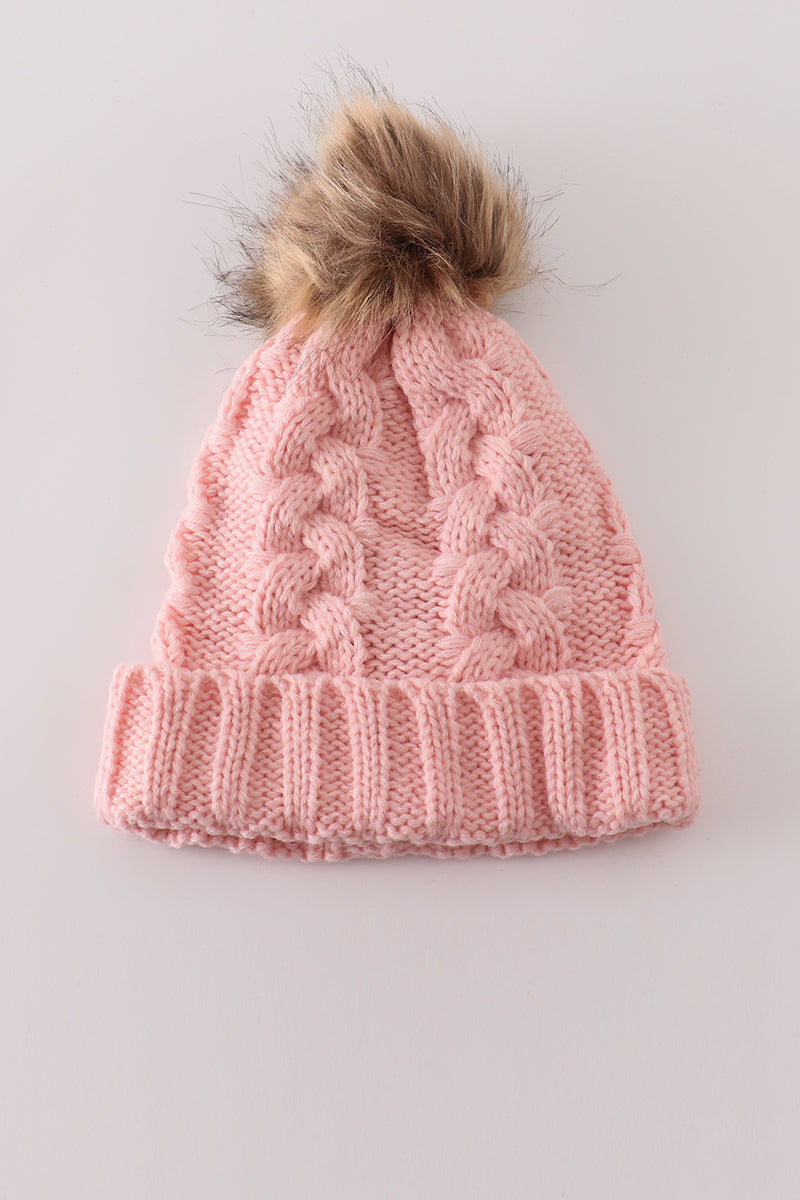 PomPom Folded Cable Beanie