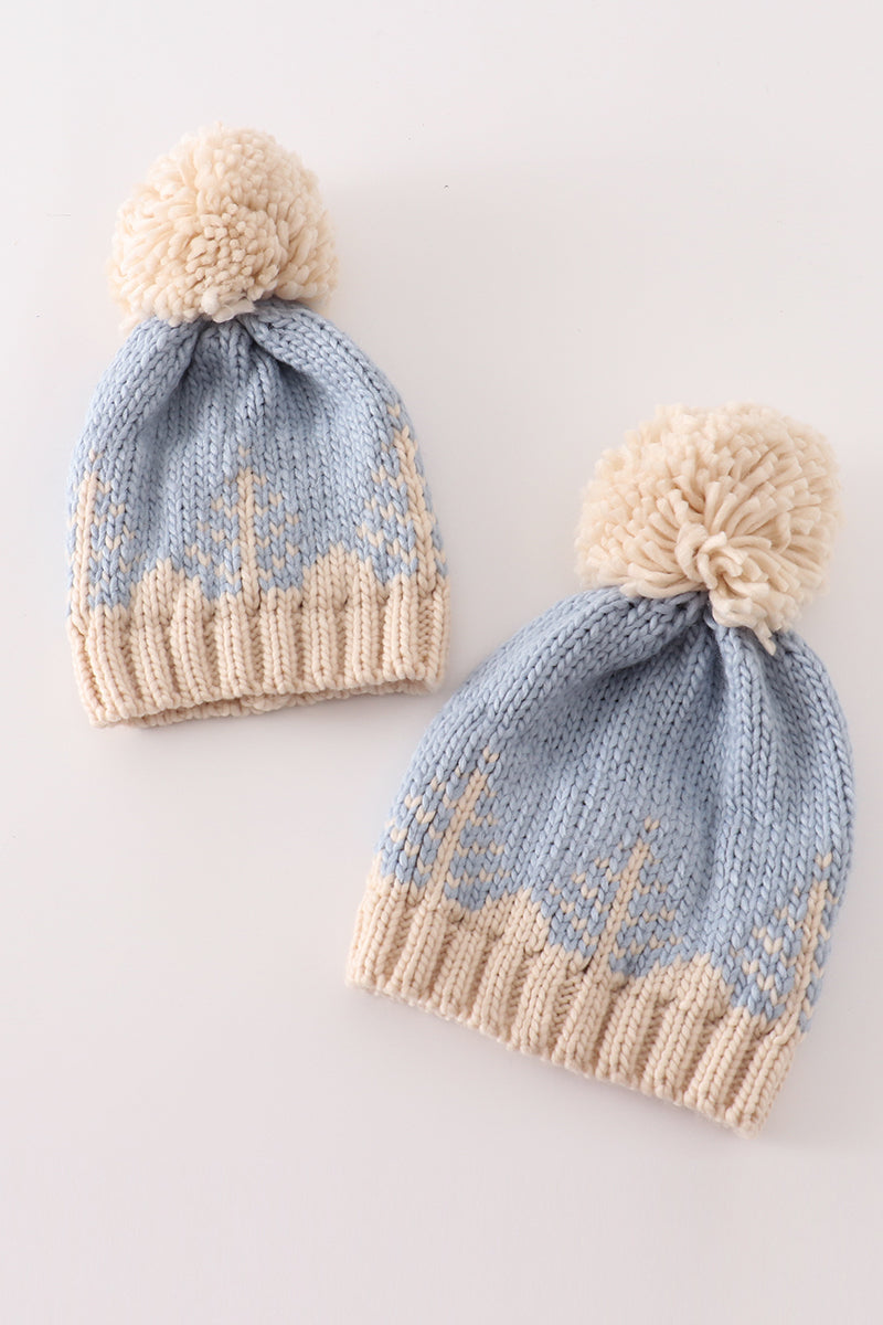 Blue Tree Cable Beanie