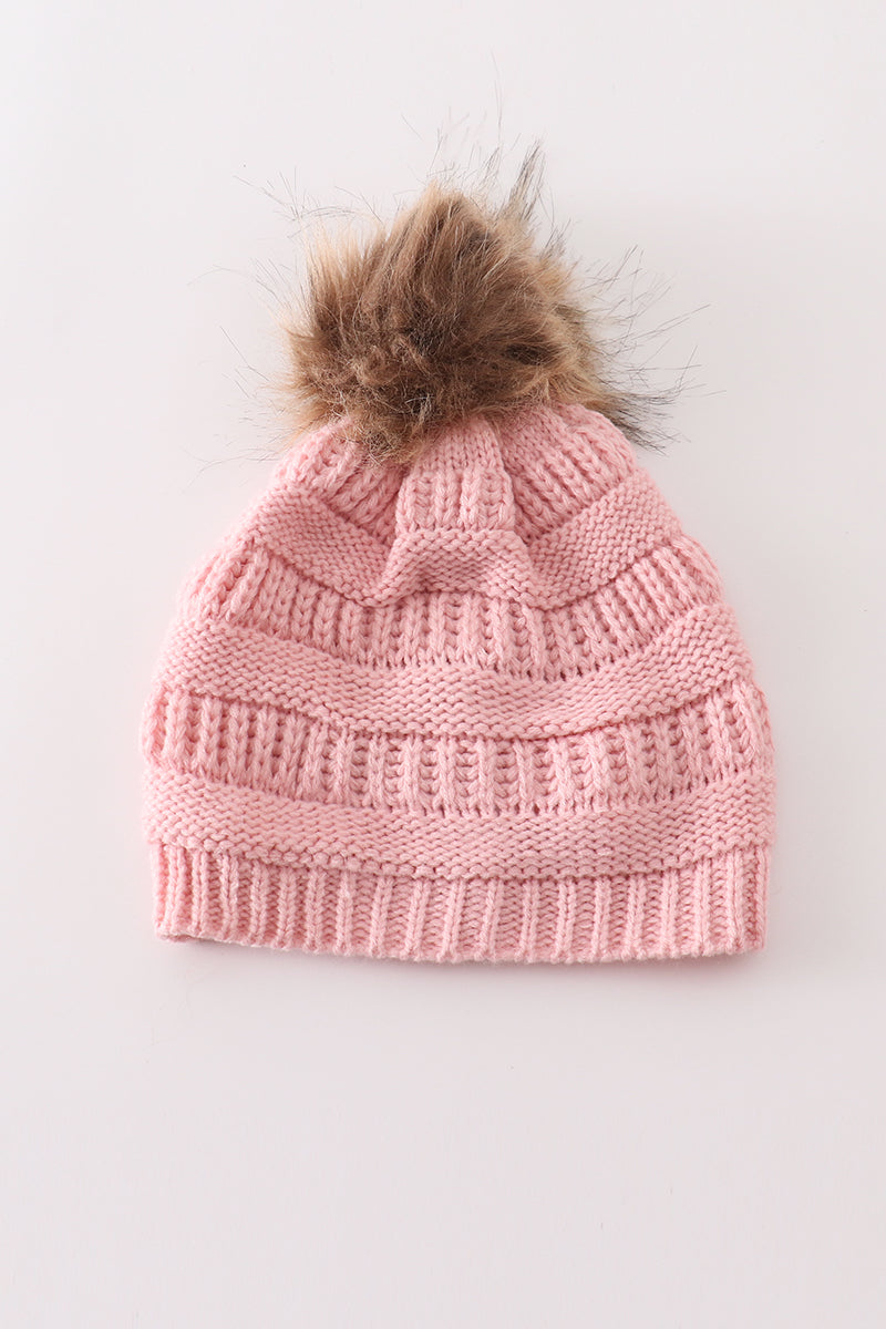 Kids PomPom Cable Beanie