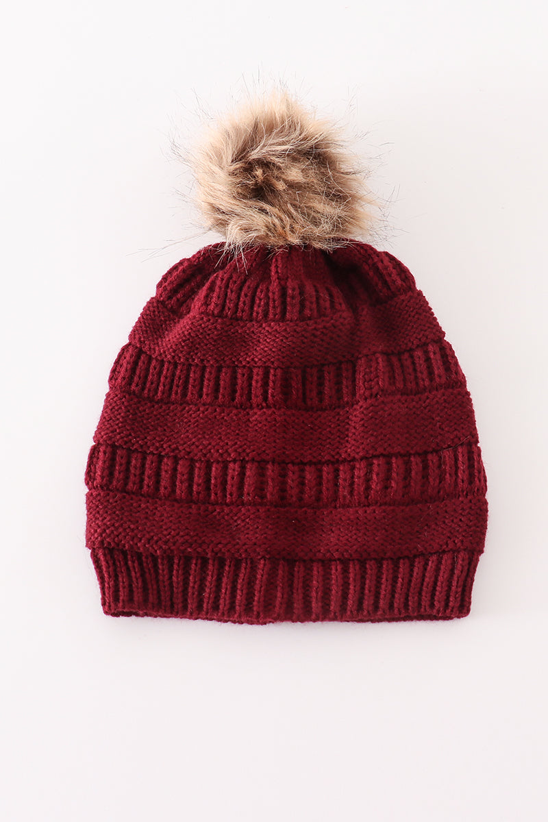 Kids PomPom Cable Beanie