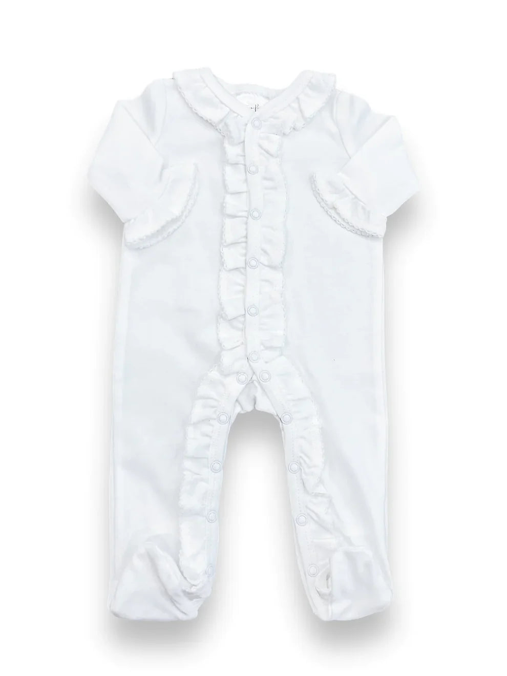 Double Ruffle Footie: White Trim