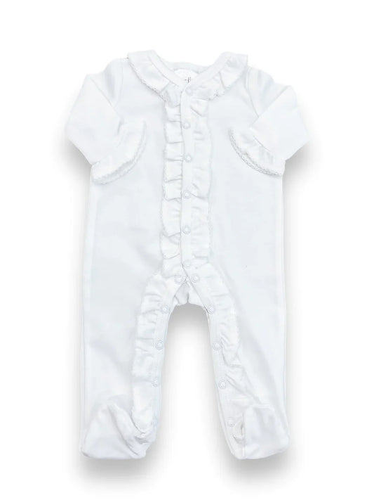 Double Ruffle Footie: White Trim