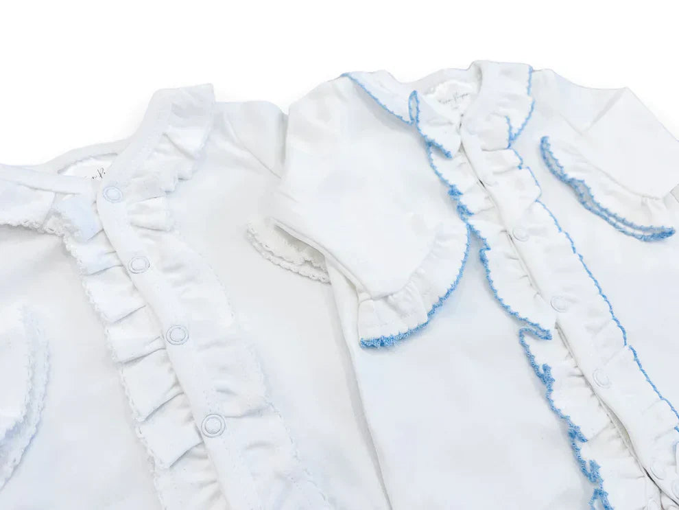 Double Ruffle Footie: White Trim