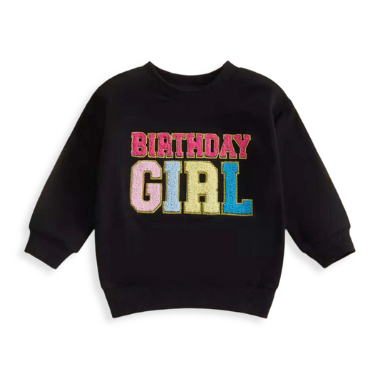 Bday Girl Chenille Top Black