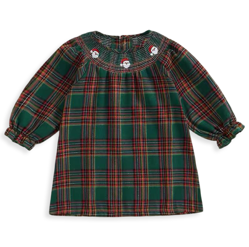 Smocked Santa Green Dress