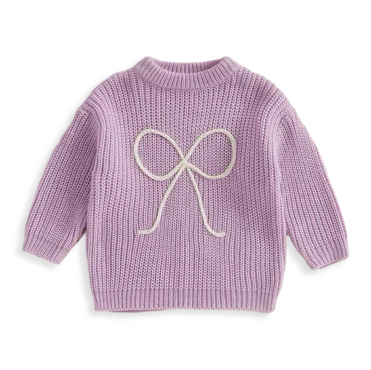 Purple Bow Knit Sweater