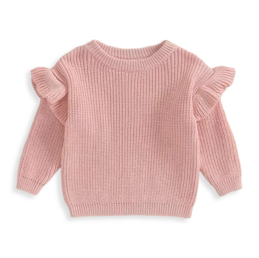 Ruffle Knit Sweater Rose