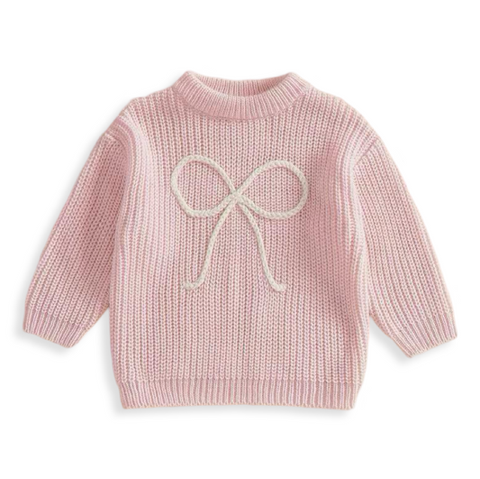 Pink Bow Knit Sweater