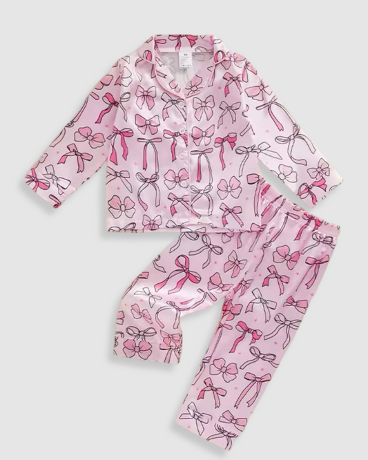 Bow Print Silk Pajamas