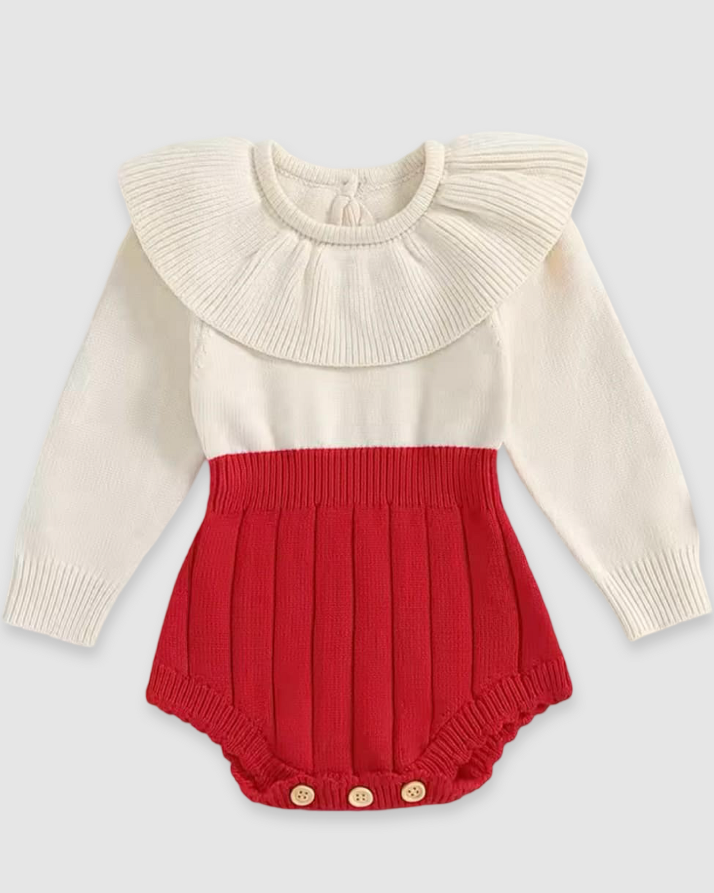 Ruffle Neck Sweater Bubble Red