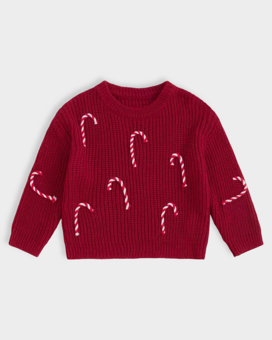 Candy Cane Lane Knit Sweater Red