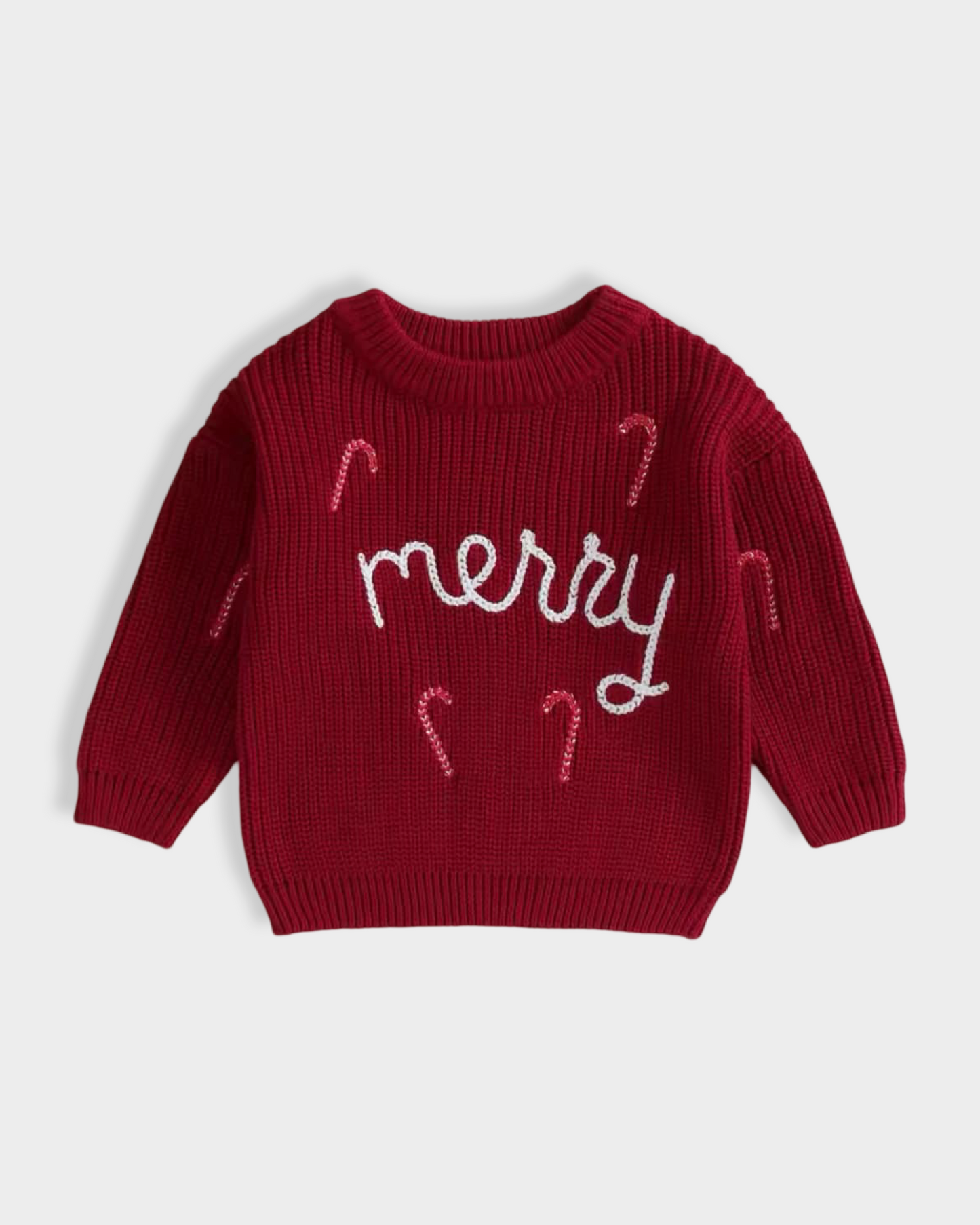 Merry Cane Knit Sweater Red