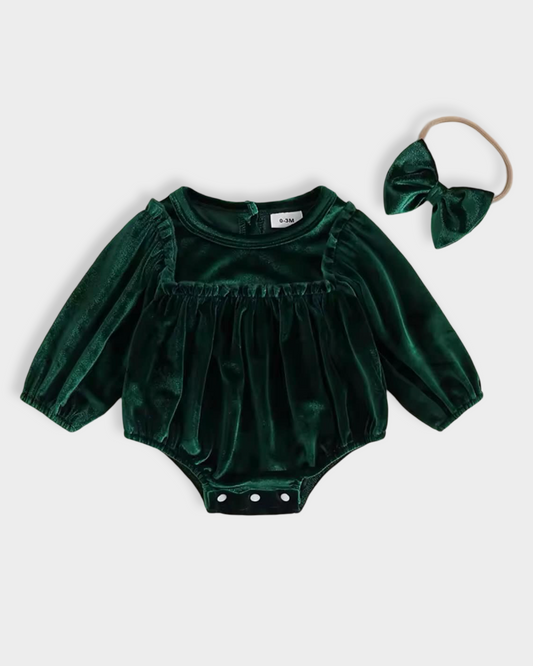 Green Velvet Bubble with Bow