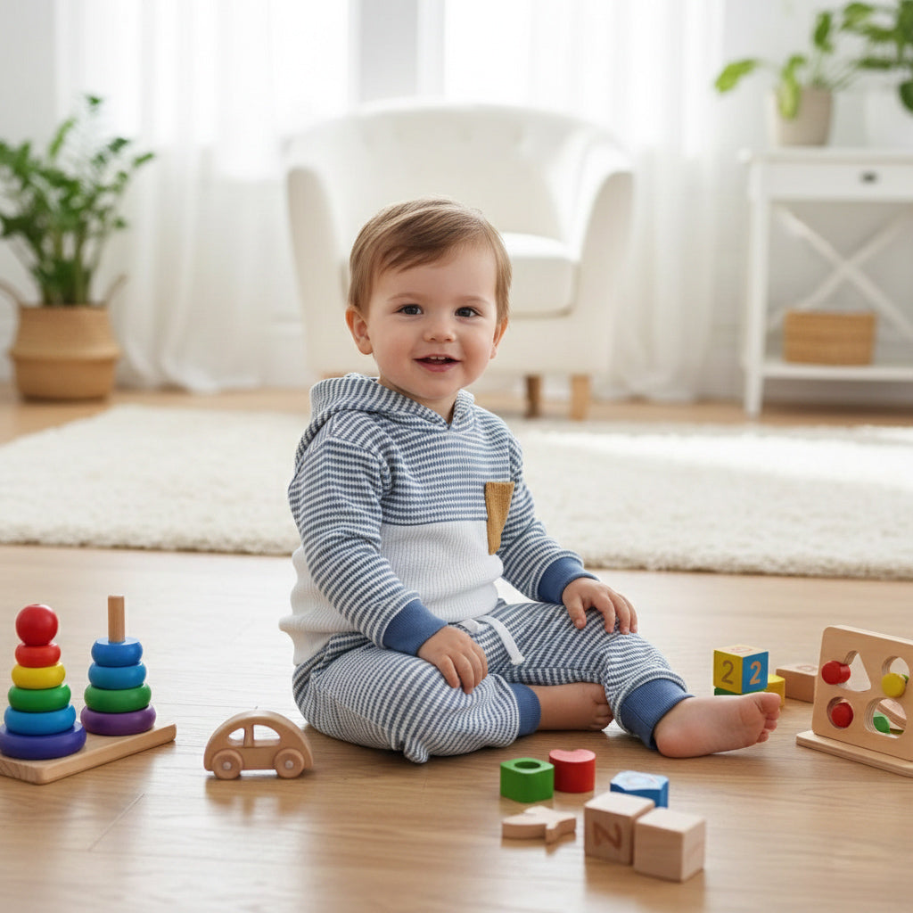 Hooded Waffle Knit Set