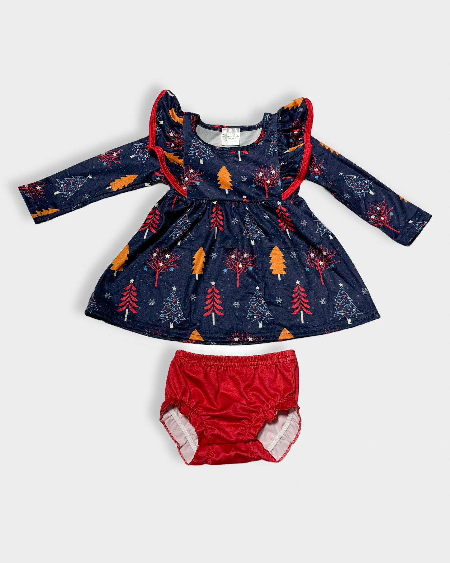 Navy and Red Ruffle Tree Bloomers Set