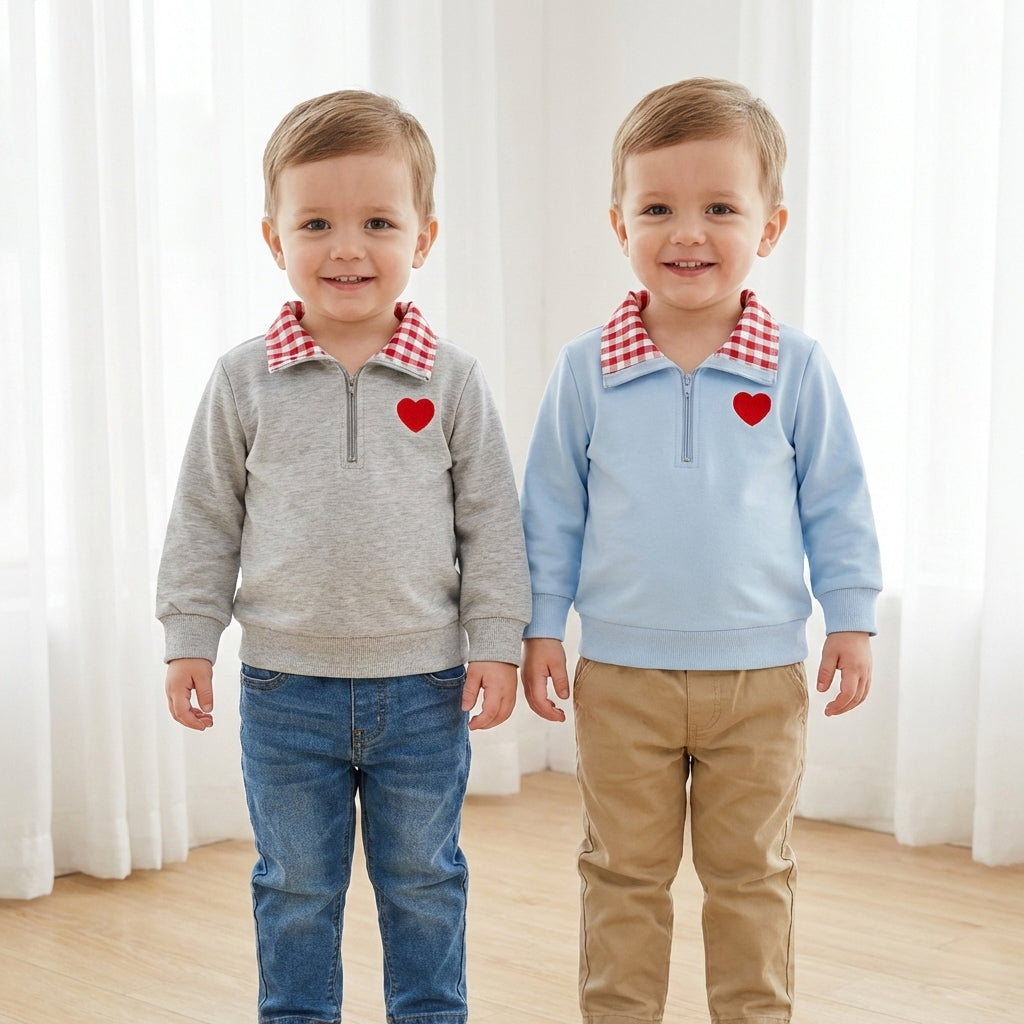 Quarter Zip Heart Pullover